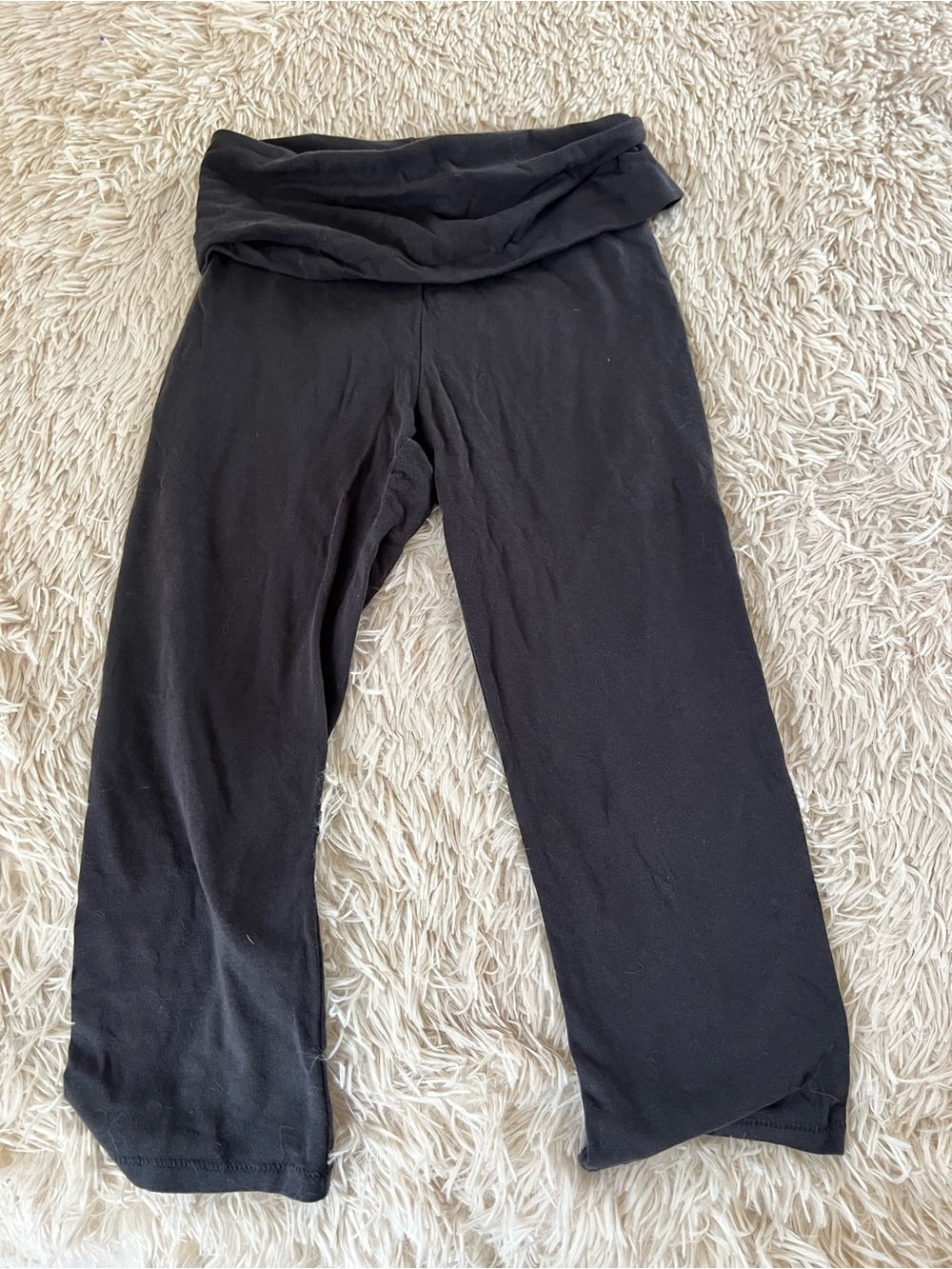 Black Fold-Over Waist Lounge Pants